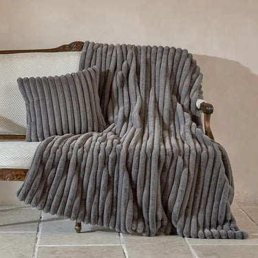 Plaid Chaud Velours Gris